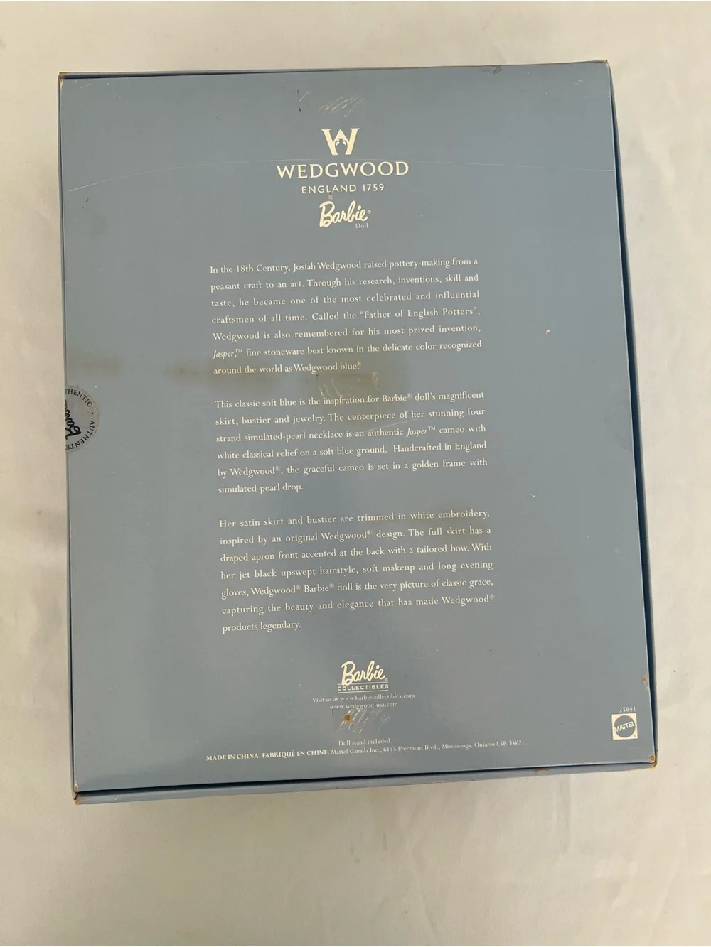Vintage 1999 Wedgwood Blue and White Collector Barbie Display Doll